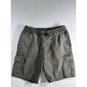 ASOS DESIGN Mens Cargo Shorts XS Olive Green Washed Canvas Elastic Toggle Waist